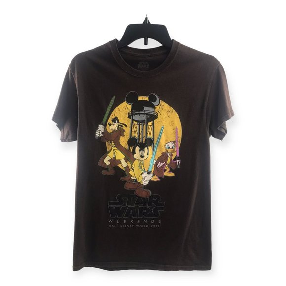 Star Wars Tops - Star Wars Disney Tee Tshirt Unisex Sz S Brown 2015 Exclusive Weekends Jedi Trio